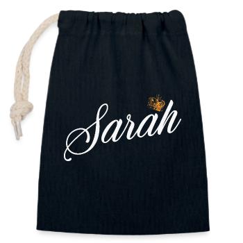 Sarah Nom personnalisé pour les femmes Enfants Bambins - Sarah - Sac cadeau en coton avec cordon (14 x 20 cm) - bleu marine - Devant