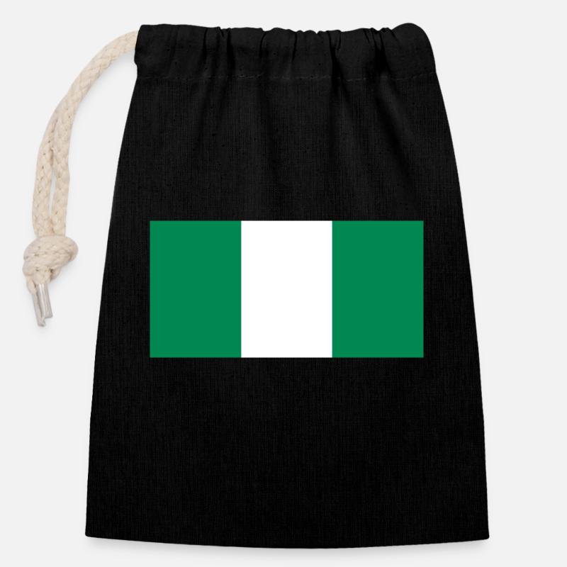 Nigeria - Verschließbarer Geschenkbeutel aus Baumwolle (14x20cm) - Schwarz