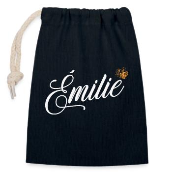 Emilie Nom personnalisé pour les femmes Enfants Bambins - - Sac cadeau en coton avec cordon (14 x 20 cm) - bleu marine - Devant