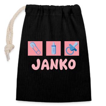 Pacifier Janko - Closable cotton gift bag (14x20cm) - black - Front