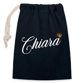 Chiara Nom pour Femme Enfants Bambins - Chiara - Sac cadeau en coton avec cordon (14 x 20 cm) - bleu marine - Devant