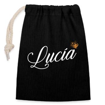 Lucia Custom Name for Women Kids Toddlers - Lucia - Closable cotton gift bag (14x20cm) - black - Front