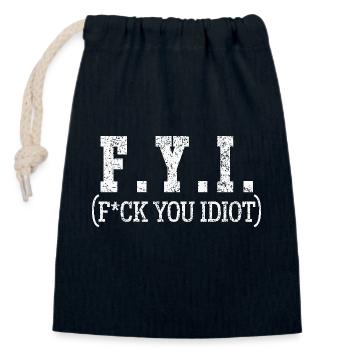 Pour info Drôle Offensant Inapproprié Adulte Humour Texte - Sac cadeau en coton avec cordon (14 x 20 cm) - bleu marine - Devant