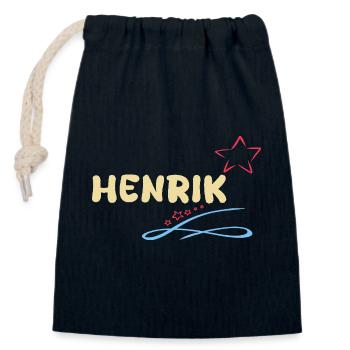 Henrik als Geschenk - Verschließbarer Geschenkbeutel aus Baumwolle (14x20cm) - Navy - Vorne
