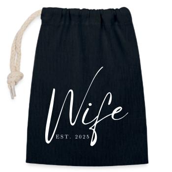 Ehefrau gegr. 2025 frisch verheiratet Flitterwochen Hochzeit - Verschließbarer Geschenkbeutel aus Baumwolle (14x20cm) - Navy - Vorne