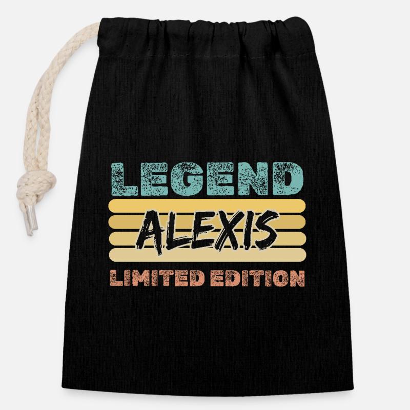 Alexis - Sac cadeau en coton avec cordon (14 x 20 cm) - noir