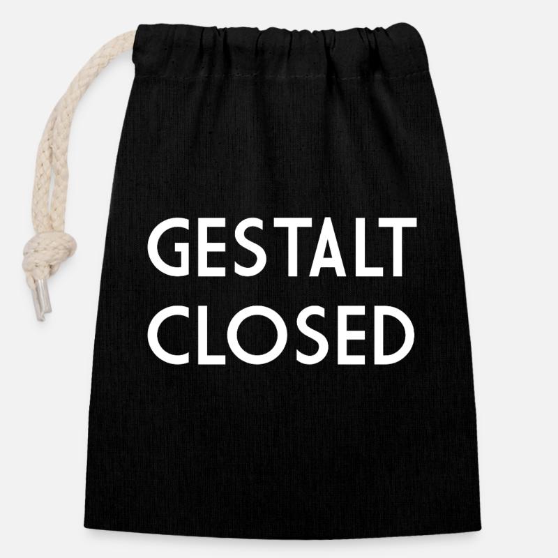 GESTALT CLOSED - Closable cotton gift bag (14x20cm) - black