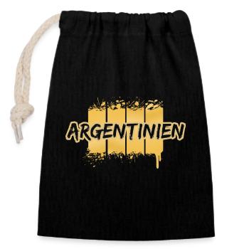 Argentine - Sac cadeau en coton avec cordon (14 x 20 cm) - noir - Devant