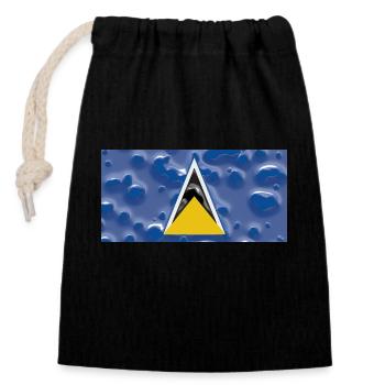 Sainte-Lucie - Sac cadeau en coton avec cordon (14 x 20 cm) - noir - Devant