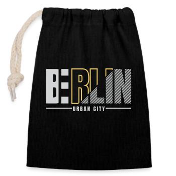 Design de la ville urbaine de Berlin - Sac cadeau en coton avec cordon (14 x 20 cm) - noir - Devant