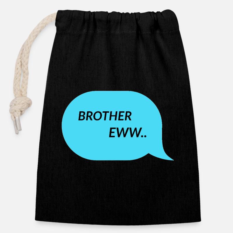 Frère - Sac cadeau en coton avec cordon (14 x 20 cm) - noir