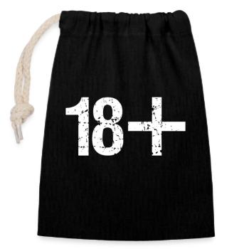 18 plus Vintage Distressed Retro - Closable cotton gift bag (14x20cm) - black - Front