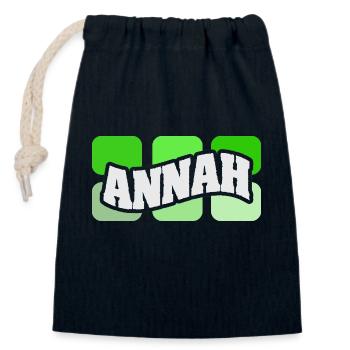 Name Annah - Closable cotton gift bag (14x20cm) - navy - Front