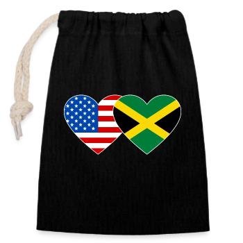 États-Unis Jamaïque drapeau mains forme coeur - Sac cadeau en coton avec cordon (14 x 20 cm) - noir - Devant