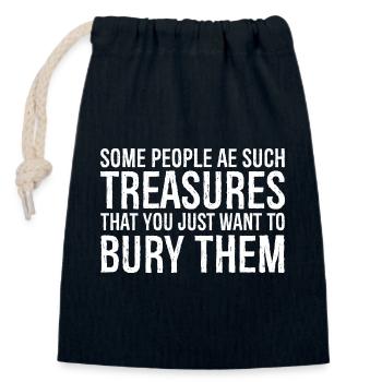 Certaines personnes sont de tels trésors que vous voulez juste - Sac cadeau en coton avec cordon (14 x 20 cm) - bleu marine - Devant