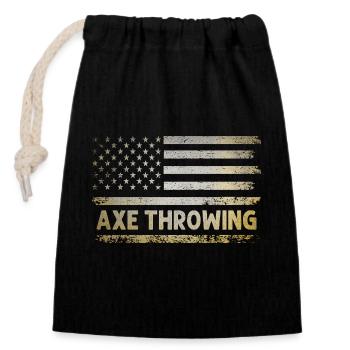Axt werfen Amerikanische Flagge USA Patriot Beil - Verschließbarer Geschenkbeutel aus Baumwolle (14x20cm) - Schwarz - Vorne