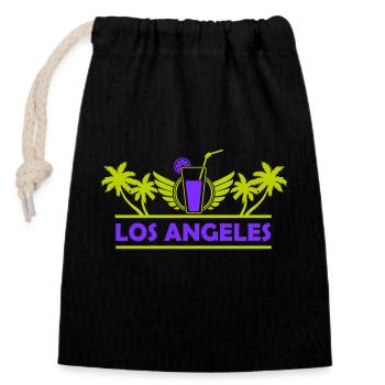 los angeles - Verschließbarer Geschenkbeutel aus Baumwolle (14x20cm) - Schwarz - Vorne