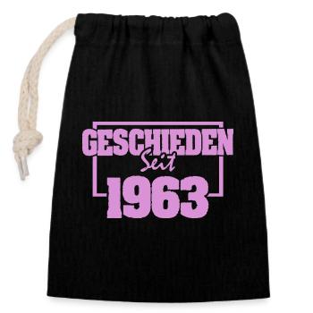 Divorced 1963 - Closable cotton gift bag (14x20cm) - black - Front