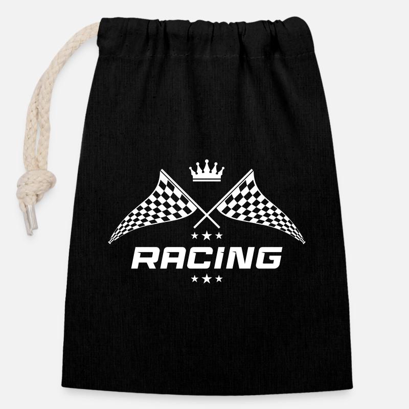 racing symbol - Verschließbarer Geschenkbeutel aus Baumwolle (14x20cm) - Schwarz