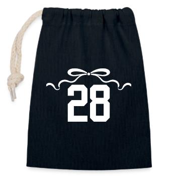 Number 28 Knot - 28th Anniversary - Closable cotton gift bag (14x20cm) - navy - Front