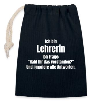 Lehrerin - Verschließbarer Geschenkbeutel aus Baumwolle (14x20cm) - Navy - Vorne