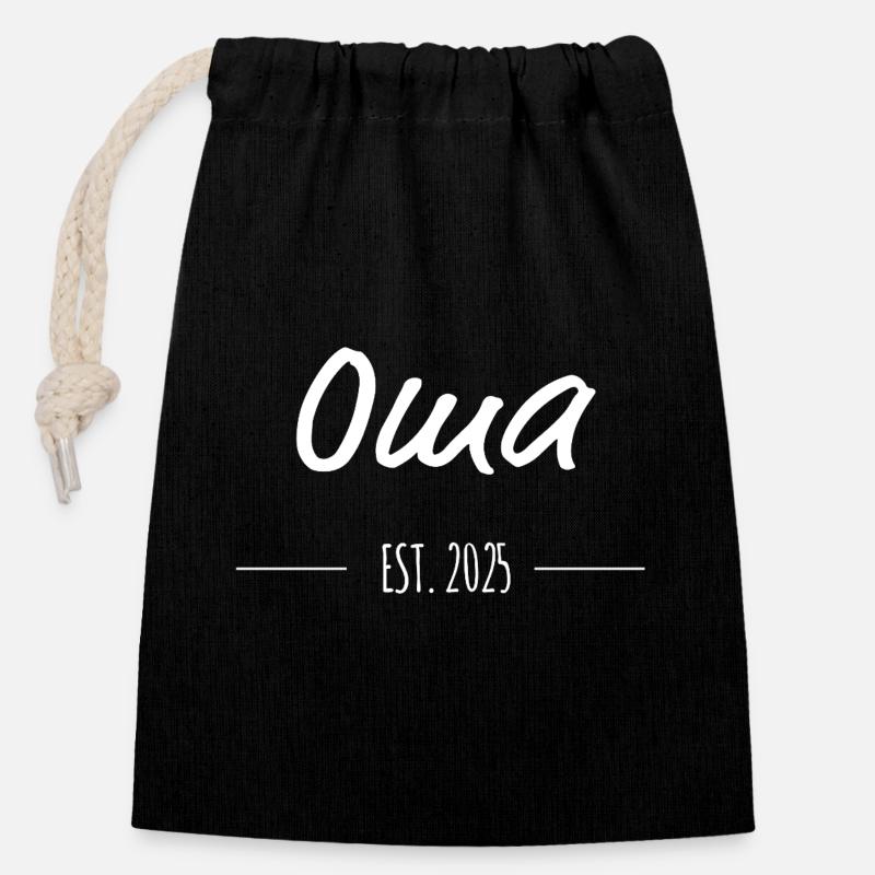 Oma Est. 2025 – Stolze Oma seit 2025 - Verschließbarer Geschenkbeutel aus Baumwolle (14x20cm) - Schwarz