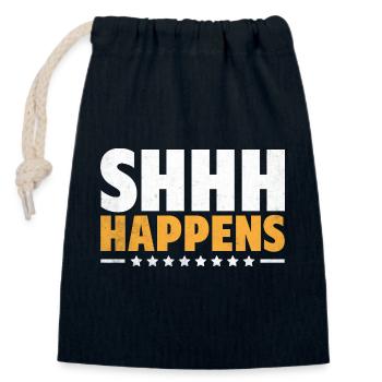 Shhh Happens Sayings For Introverts - Closable cotton gift bag (14x20cm) - navy - Front