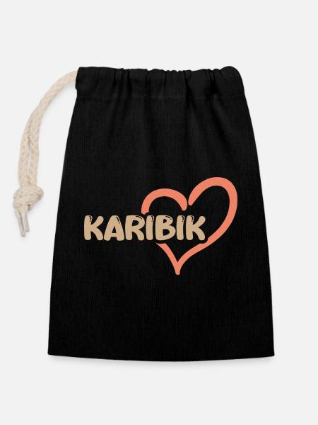 Geschenk für Karibik - Verschließbarer Geschenkbeutel aus Baumwolle (14x20cm) - Schwarz