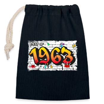 Graffiti rétro de 1963 – 62 ans d’Iconic Edge - Sac cadeau en coton avec cordon (14 x 20 cm) - bleu marine - Devant