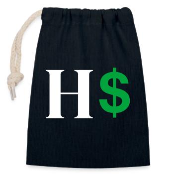 Lettre h dollar - Sac cadeau en coton avec cordon (14 x 20 cm) - bleu marine - Devant