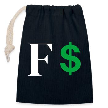 Lettre f dollar - Sac cadeau en coton avec cordon (14 x 20 cm) - bleu marine - Devant