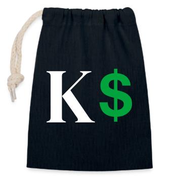 Buchstabe k Dollar - Verschließbarer Geschenkbeutel aus Baumwolle (14x20cm) - Navy - Vorne
