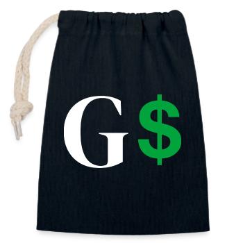Lettre g dollar - Sac cadeau en coton avec cordon (14 x 20 cm) - bleu marine - Devant