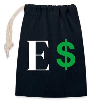Buchstabe E Dollar - Verschließbarer Geschenkbeutel aus Baumwolle (14x20cm) - Navy - Vorne