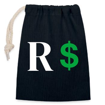 Lettre r dollar - Sac cadeau en coton avec cordon (14 x 20 cm) - bleu marine - Devant