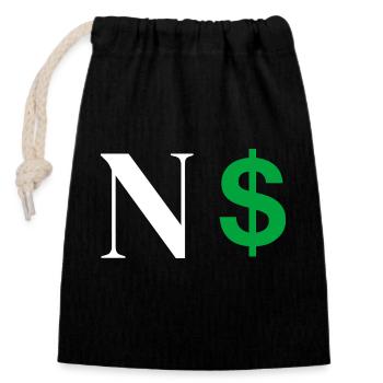 Letter n dollar - Closable cotton gift bag (14x20cm) - black - Front