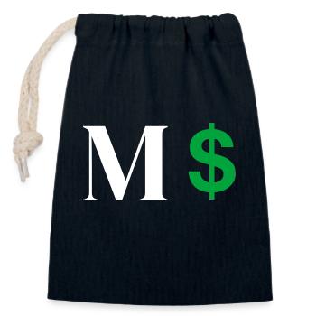 Lettre m dollar - Sac cadeau en coton avec cordon (14 x 20 cm) - bleu marine - Devant