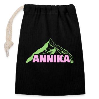 Bergsteigen Annika - Verschließbarer Geschenkbeutel aus Baumwolle (14x20cm) - Schwarz - Vorne