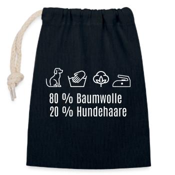 Funny Dog Design Dog Hair Four-legged Friends - Closable cotton gift bag (14x20cm) - navy - Front