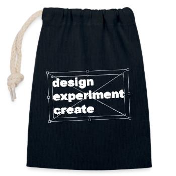 design experiment create - Closable cotton gift bag (14x20cm) - navy - Front