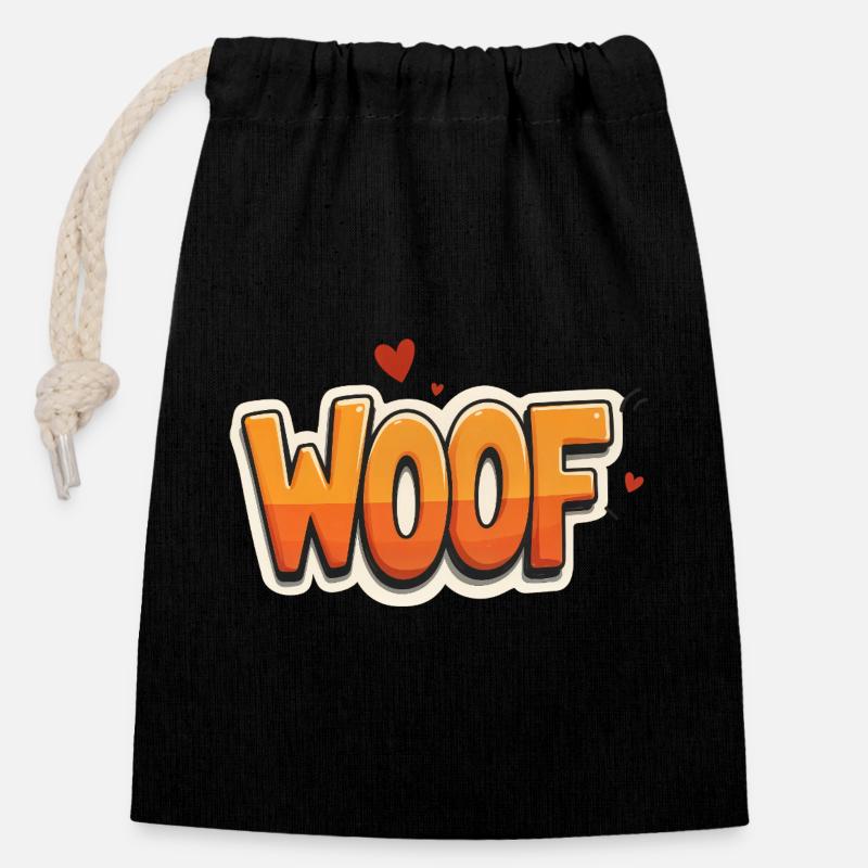 Woof - Closable cotton gift bag (14x20cm) - black