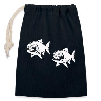 Piranha 2 - Sac cadeau en coton avec cordon (14 x 20 cm) - bleu marine - Devant