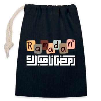 Ramadan Mubarak - Closable cotton gift bag (14x20cm) - navy - Front
