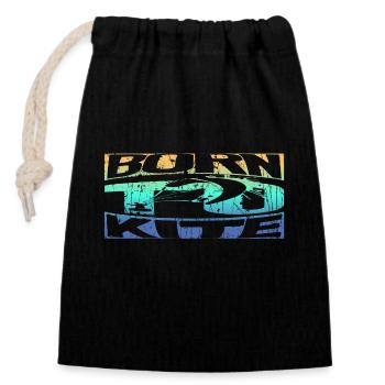 Born to Kite - Closable cotton gift bag (14x20cm) - black - Front