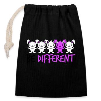5 Bunny Friends Difference Be Different Different - Closable cotton gift bag (14x20cm) - black - Front