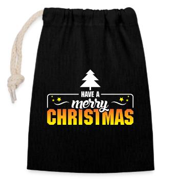 Noël 4 - Sac cadeau en coton avec cordon (14 x 20 cm) - noir - Devant