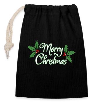 5 - Sac cadeau en coton avec cordon (14 x 20 cm) - noir - Devant