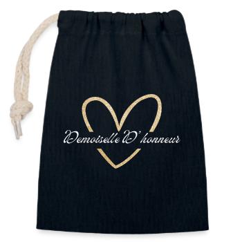 Brautjungfer Gold Herz Glitzer - Verschließbarer Geschenkbeutel aus Baumwolle (14x20cm) - Navy - Vorne