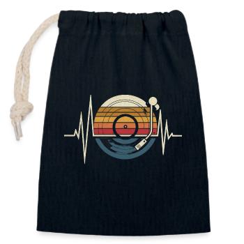 Vinyl Records Heartbeat Music - Closable cotton gift bag (14x20cm) - navy - Front