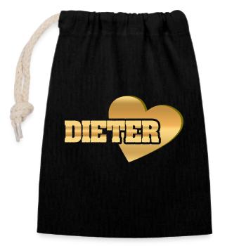 Gold Dieter - Verschließbarer Geschenkbeutel aus Baumwolle (14x20cm) - Schwarz - Vorne